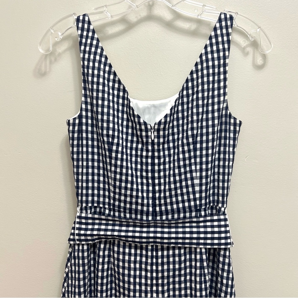 J. Crew Gingham Ruffle Hem Midi Dress Fit & Flare Sleeveless Blue - Picture 7 of 11